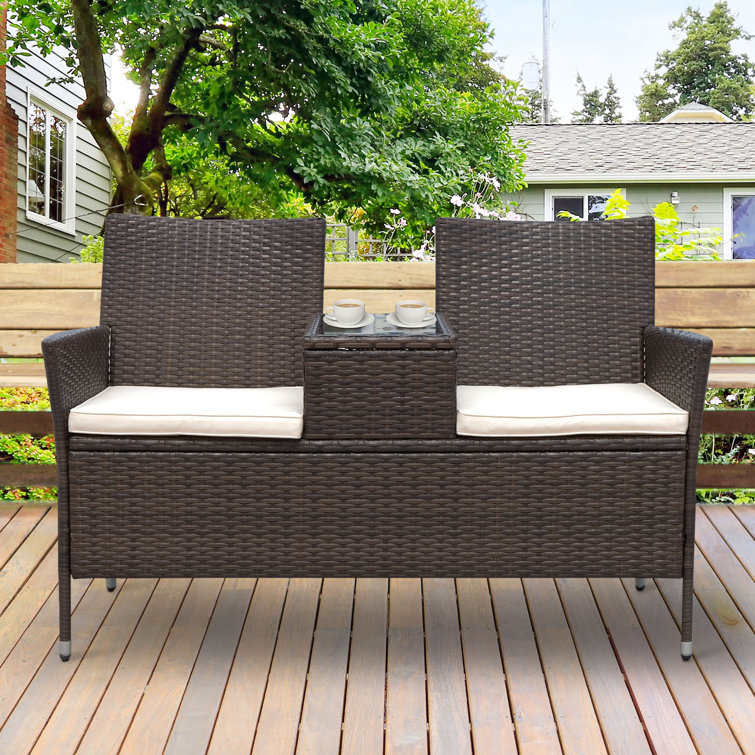 Wrought Studio Vandervoort Wicker/Rattan 2 Person Seating Group with